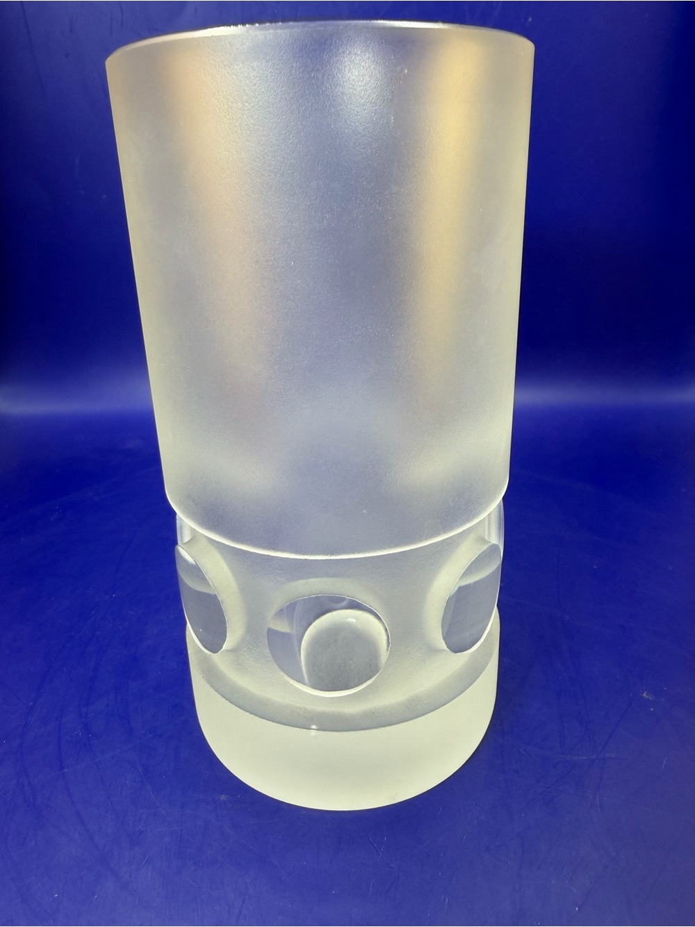 Likely Peill & Putzler Frosted Ice Glass Vase. Clear Circles.
